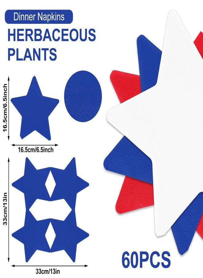 JarThenaAMCS 60Pcs Patriotic Paper Napkins Red Blue White Star Shape Disposable Napkins 4th of July Luncheon Dinner Napkins for Independence Day Memorial Day Party Supplies - Image 2